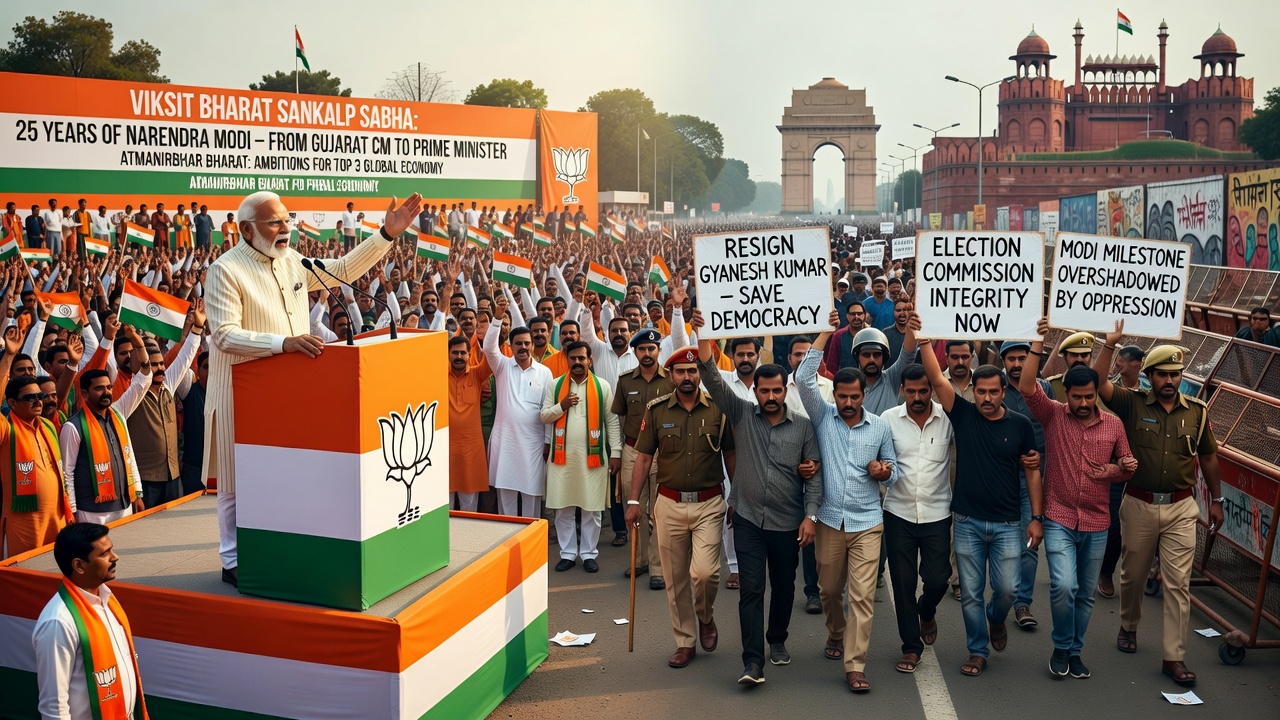 Opposition Detentions Over Election Commissioner Overshadow Modi's 25-Year Milestone