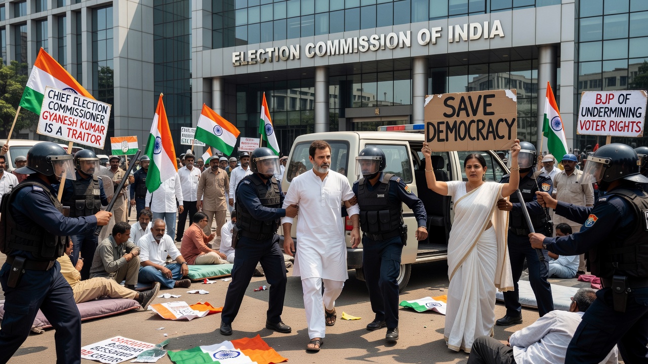 Delhi Police Detain Rahul Gandhi Amid Election Commission Protests